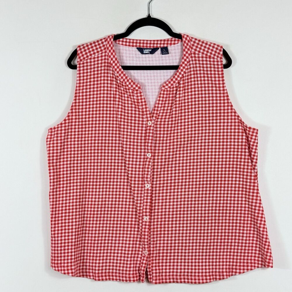 Lands' End Red Gingham Tank Top